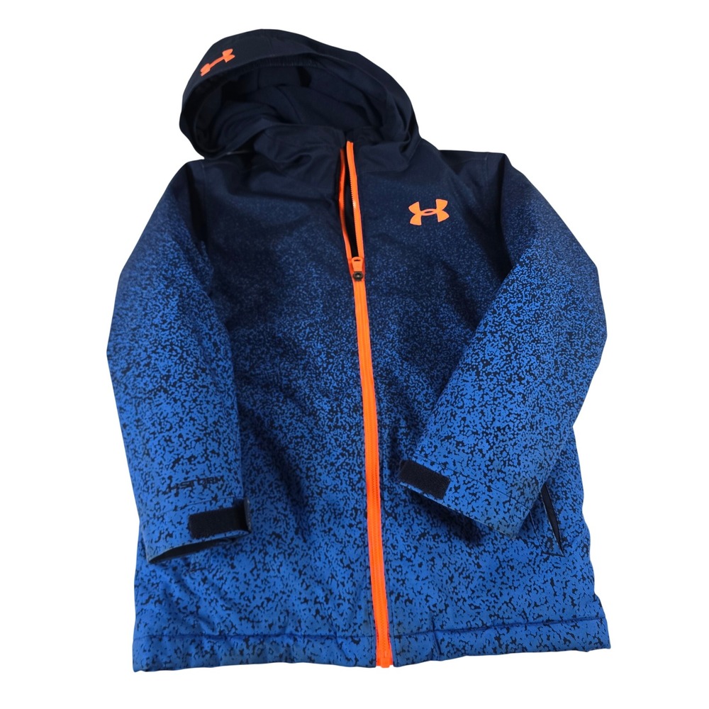 Under Armour Kids ColdGear Storm Hooded Jacket Blue Black Digital Print YSM